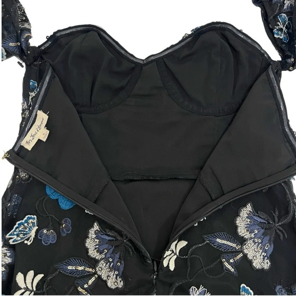 For Love & Lemons Botanic Strapless Dress Butterfly Embroidered 3D Floral Fairy - Picture 11 of 13